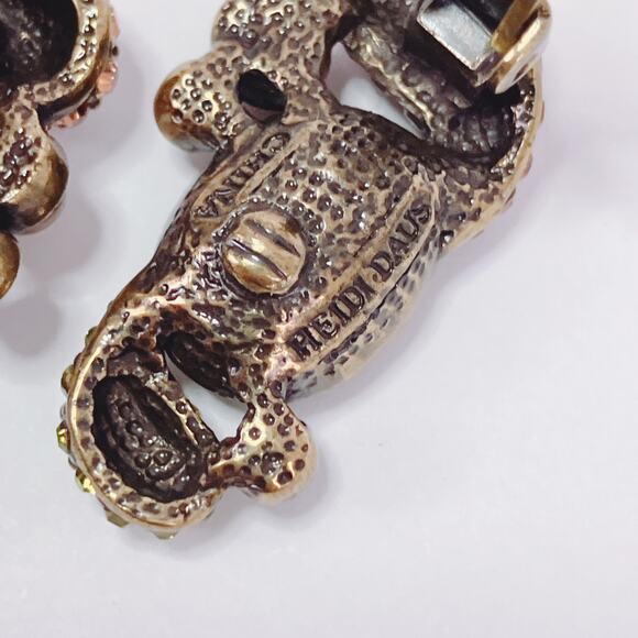 Signed Heidi Daus Swarovski Crystal Clip-On Earrings Topaz Cluster Rhinestones - Picture 8 of 13